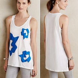 Left of Center Tank White Blue Size XS